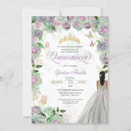 Quinceanera Mint Grönt Ro Elegant Butterflies Inbjudningar