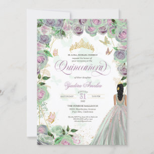 Quinceanera Mint Grönt Ro Elegant Butterflies Inbjudningar