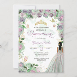 Quinceanera Mint Grönt Ro Elegant Butterfly Inbjudningar