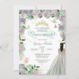 Quinceanera Mint Grönt Ro Elegant Butterfly Inbjudningar