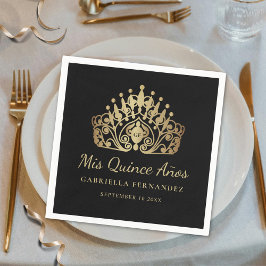 Quinceañera Mis Quince Anos Black Guld Pappersservett