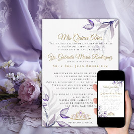 Quinceañera Mis Quince Años Follaje Morado Inbjudningar