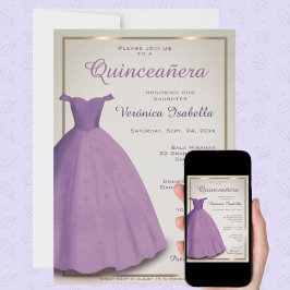 Quinceañera mis quince party lila-inbjudan inbjudningar