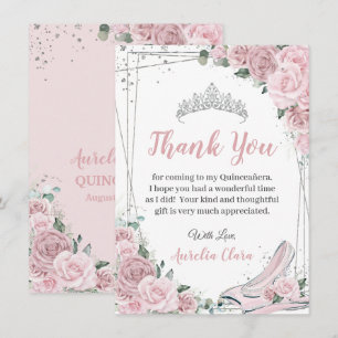 Quinceañera Mjuk Rosa Blommig Cinderella Tack Kort
