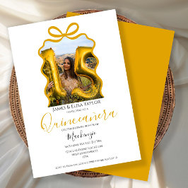 Quinceanera Modern Ribbon Ram Inbjudningar