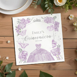 Quinceanera Napkins Lavender Dress Blommigt Pappersservett