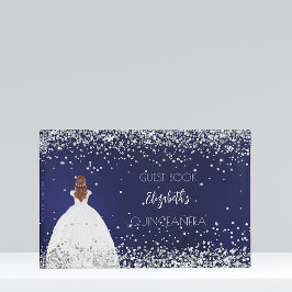Quinceanera navy blue dress glitter gästböcker