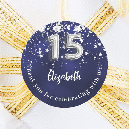 Quinceanera navy blue silver stjärtar runt klistermärke
