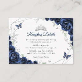 Quinceanera Navy Silver Blommiga Detaljer Tilläggskort