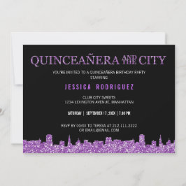 QUINCEAÑERA OCH CITY Mis Quince Födelsedagsfest Inbjudningar
