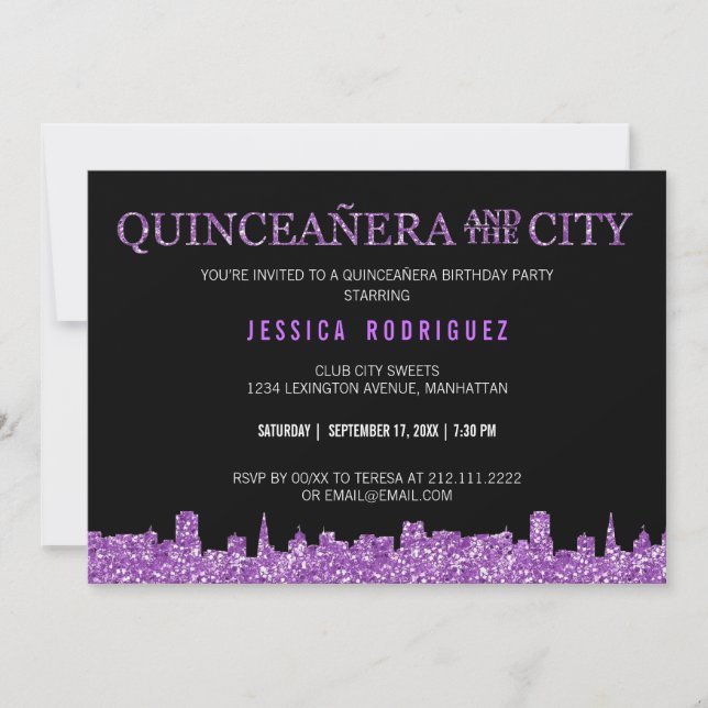 QUINCEAÑERA OCH CITY Mis Quince Födelsedagsfest Inbjudningar (Framsida)