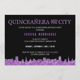 QUINCEAÑERA OCH CITY Mis Quince Födelsedagsfest Inbjudningar