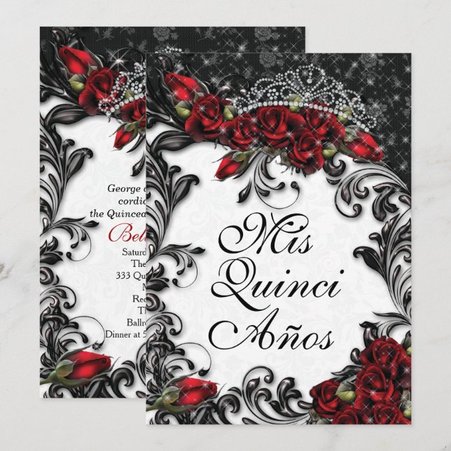 Quinceañera och Söta 16-partsinbjudningar Inbjudningar (Fram/baksida)