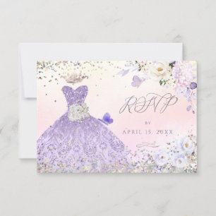 Quinceanera OSA Dusty Lila Glitter Gown Inbjudningar