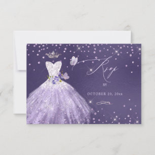Quinceanera OSA Dusty Lila Glitter Gown Inbjudningar