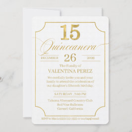 Quinceanera på engelska språket Guld med Photo Inbjudningar