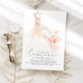 Quinceañera Pampas Grass Guld Dress 15:e födelseda Inbjudningar