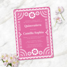 Quinceañera Papel Picado Elegant Bright Rosa