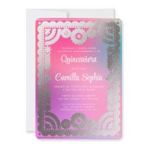 Quinceañera Papel Picado Roligt Gradient Rosa Silv