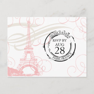 Quinceanera Paris Boarding Pass OSA Inbjudan Vykort