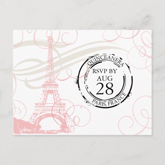 Quinceanera | Paris Boarding Pass OSA Inbjudan Vykort (Framsida)