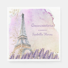 Quinceanera Paris Eiffel Torn Fransk Lavender Pappersservett