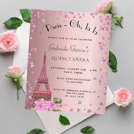 Quinceanera Paris inbjudan till budget för  rosa Flygblad