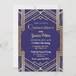 Quinceanera Party Birthday Gatsby Art Deco Inbjuda Inbjudningar