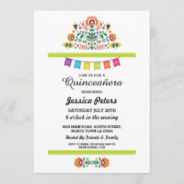 Quinceanera Party Blommigt Fiesta Mexikansk födels Inbjudningar