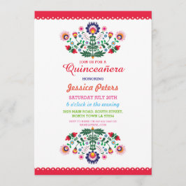 Quinceanera Party Blommigt Fiesta Mexikansk födels Inbjudningar
