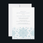 Quinceanera Party Blue White Snowflake Winter Inbjudningar<br><div class="desc">Mycket elegant blått snöflingor skapar en söt gräns längs grund i vuxens födelsedag. Modern och minimalistisk design har en öppen och hårig känsla. Contemporaryns estetik kommer att tilltala människor i alla åldrar.</div>