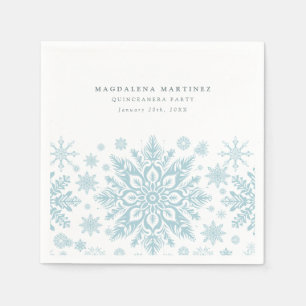 Quinceanera Party Blue White Snowflake Winter Pappersservett