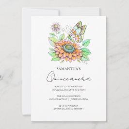 Quinceanera Party Butterfly Theme Inbjudningar