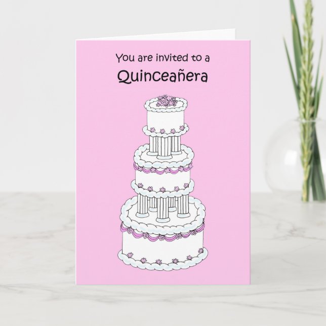 Quinceanera Party-inbjudan Söt Cake Inbjudan (Framsida)
