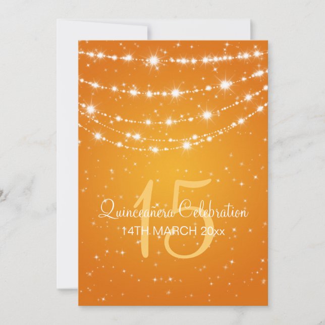 Quinceañera Party mousserande kedja Orange Inbjudningar (Framsida)