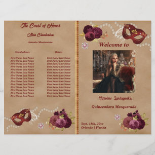 Quinceañera Party Program Red Masqueramask