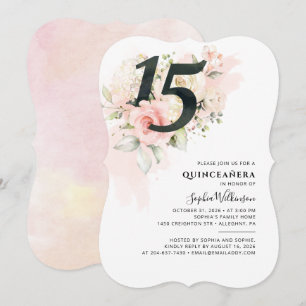 Quinceanera Party Rosa Blommigt 15:e födelsedagen Inbjudningar