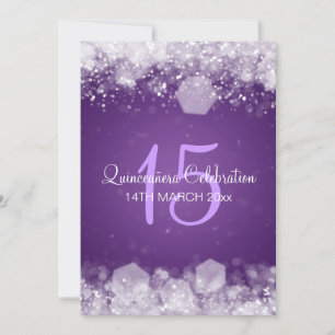 Quinceañera Party Sparkling Night Lila Inbjudningar