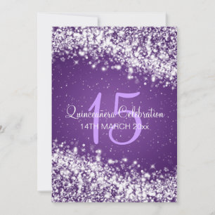 Quinceañera Party Sparkling Wave Lila Inbjudningar