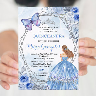 Quinceanera Pastel Flowers 16:e födelsedagen Inbjudningar