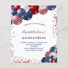Quinceanera patriotisk budgetpartiinbjudan flygblad
