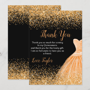 Quinceanera Peach Orange Klänning Fals Glitter Tack Kort