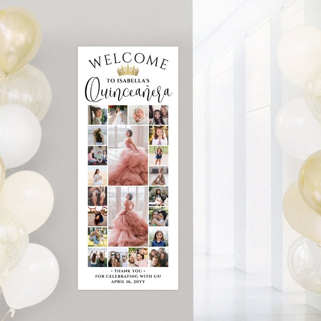 Quinceañera Photo Collage 15th Birthday Welcome Poster (Skapare uppladdad)