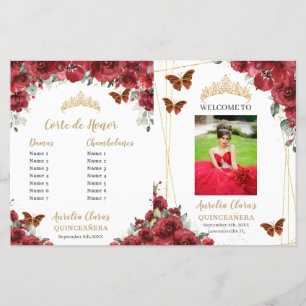 Quinceanera Photo Event-program för budgeterad röd
