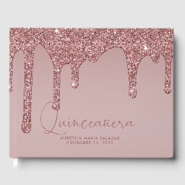Quinceanera Photo för lyxur Ro Guld Glitter Gästböcker