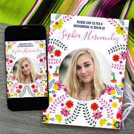 Quinceanera Photo Mexican Fiesta Party White Inbjudningar