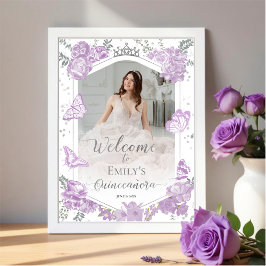 Quinceanera Photo Welcome Lavender Blommigt Poster