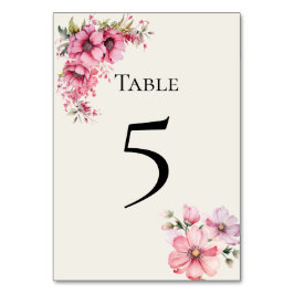 Quinceanera pink floral Table Number Card Bordsnummer