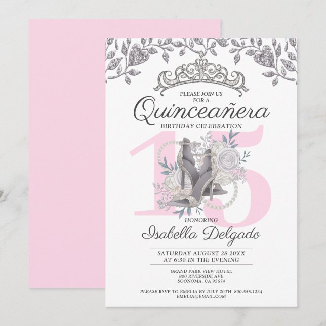 Quinceanera Princess 15:e födelsedagsinbjudan Inbjudningar (Fram/baksida)