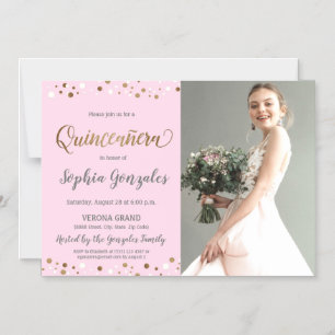 Quinceanera Princess Confetti Photo 15:e födelseda Magnetisk Inbjudningskort